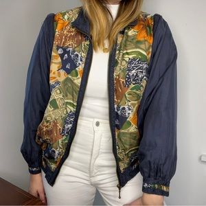 Vintage Fall Floral Silk Convertible Jacket/Vest